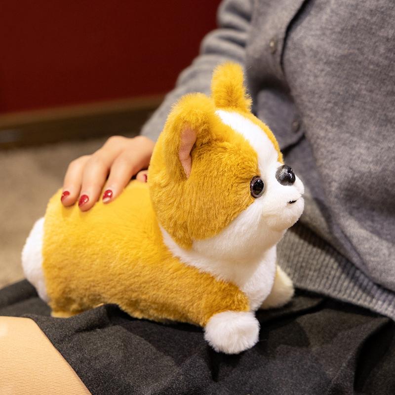 Lifelike Corgi Dog Plush Toy Cute Simulation Stuffed Animal Puppy Inu Fluffy Baby Doll Gift for Children Birthday