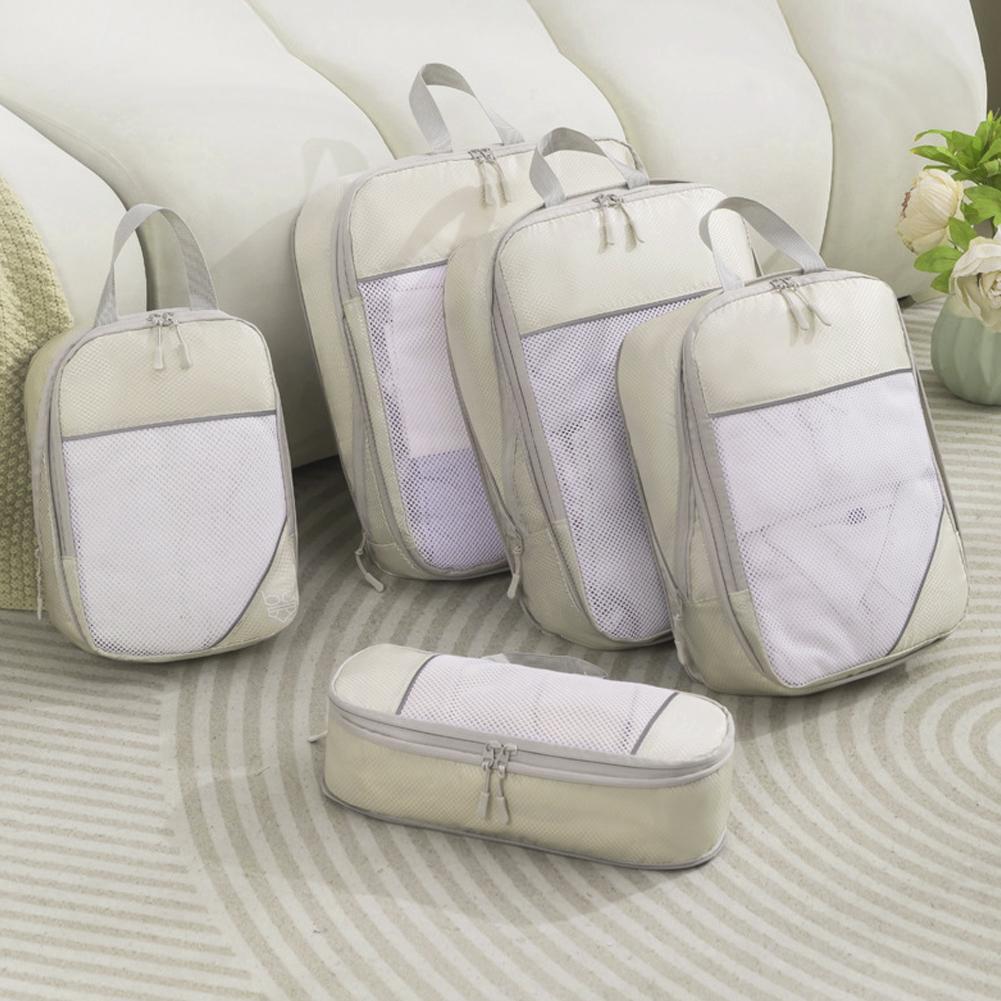 5Pcs Compressible Storage Bag with Handle Travel Organizer Bag Waterproof Lightweight Suitcase Outdoor Hiking Camping Picnic Bag