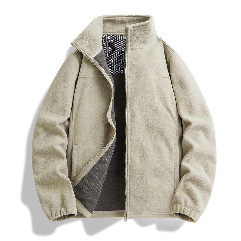 Unisex Fleece Jacket Winter Warm Outerwear Oversized Fit Soft Brushed Polar Hoodless Coat