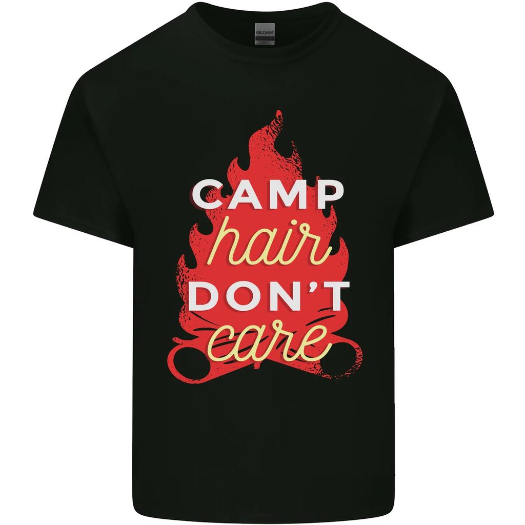 Funny Camping Camp Hair Dont Care Caravan Kids T-Shirt Childrens