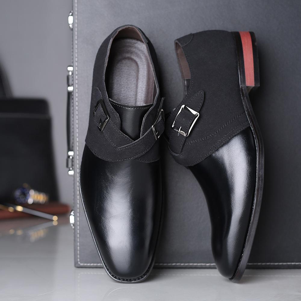 Scarpe eleganti da uomo con tacco basso, stile retrò, abbinate ai colori, casual, con doppia fibbia, scarpe da monaco, scarpe da sposa per uomo
