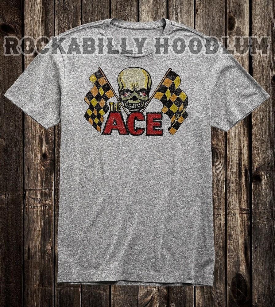 

Hot Rod Tee T Shirt Drag Race Racing Speed Shop The Ace Racing Flag Skull XL
