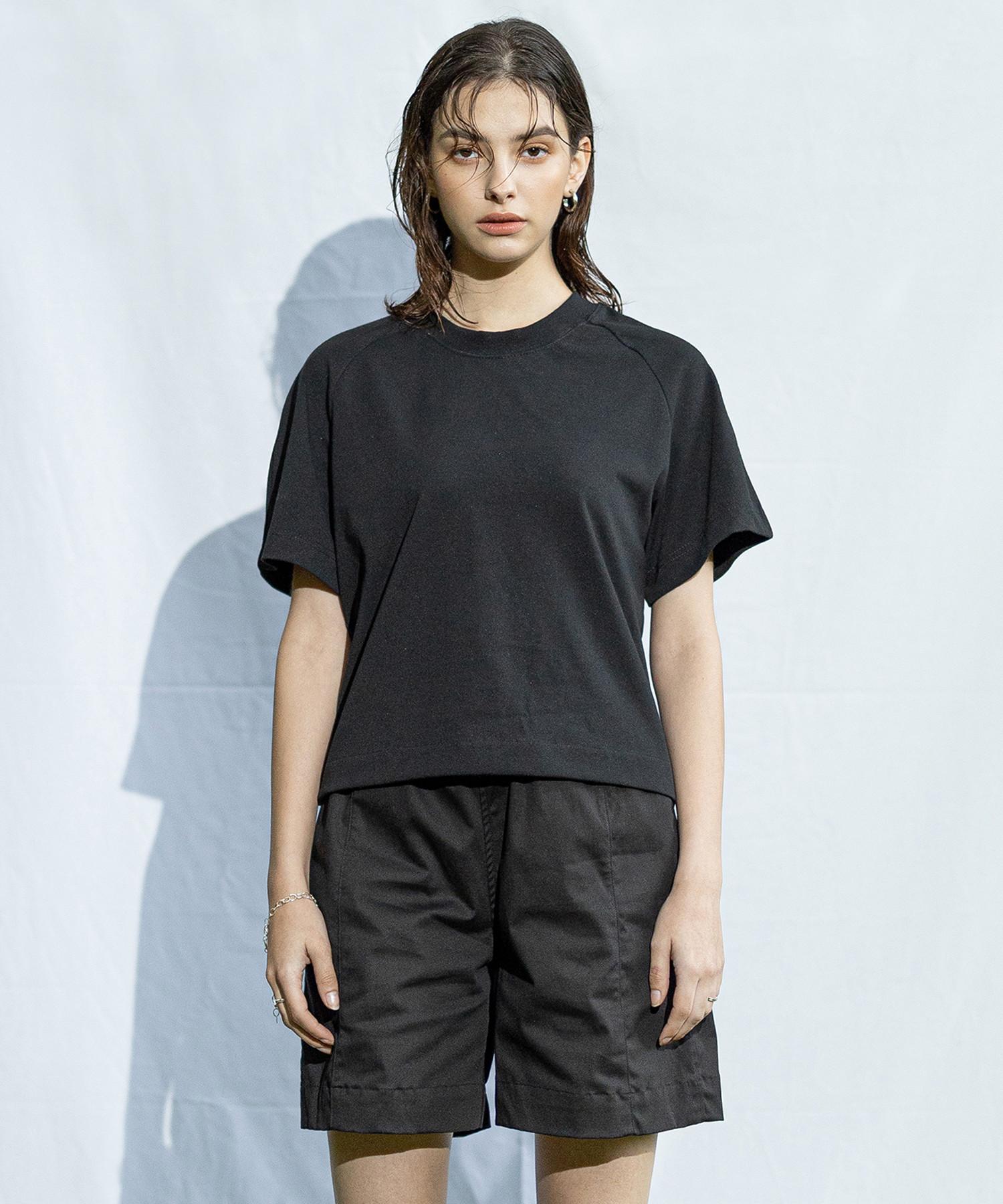 Object Museum Raglan Shirred Short Sleeve T-Shirt Ouots001-Bk 1