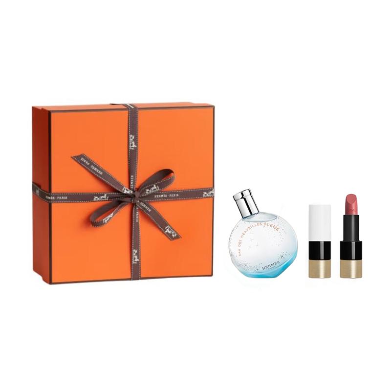 Hermes Perfume Set Toilette EDT + Floral Fragrance 12098982 12098982-Two-piece set: Blue Orange Starlight Eau de Parfum 30ml + Satin Lipstick #21