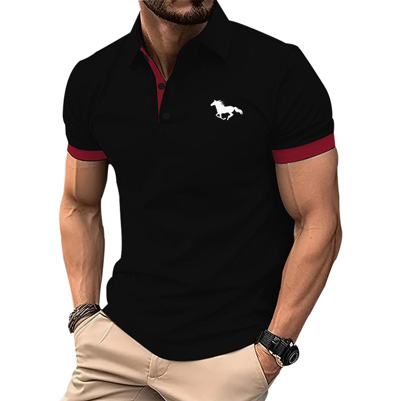 Summer Men's 3-button Lapel Short Sleeved Polo Shirt with Solid Color  Design Fashionable and Trendy Men's Short Sleeved Top