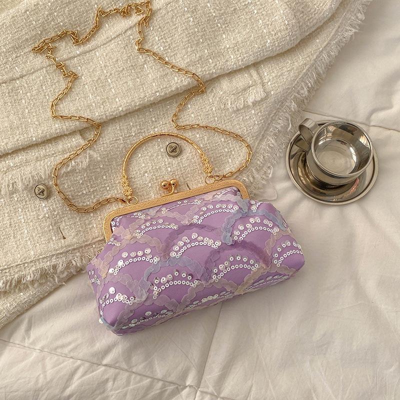 

Сумка нишевого дизайна, женская летняя новая модная сумка-мессенджер на цепочке, высококлассные пайетки фиолетовый