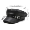 Neue Mode Damen Schwarzer Lederhut Biker Schiebermütze Hip Hop Kappe Damen Unisex Barett Kapitän Matrose Schirmmütze Schiebermütze Mode