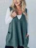 Damen V-Ausschnitt Lässiger Lockerer Strick-Westen mit Taschen - Herbst/Winter Kollektion