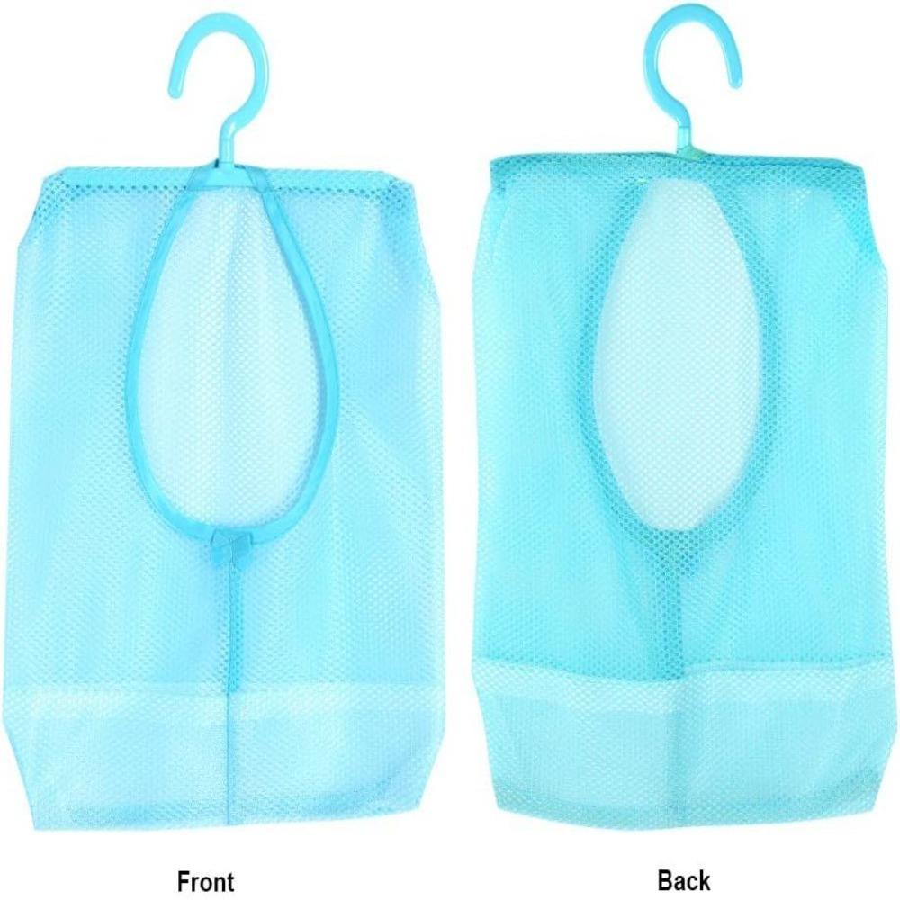 Mesh Fabric Hanging Storage Bag Blue Hanging Mesh Net Bag Storage Hanging Net Kitchen Organization