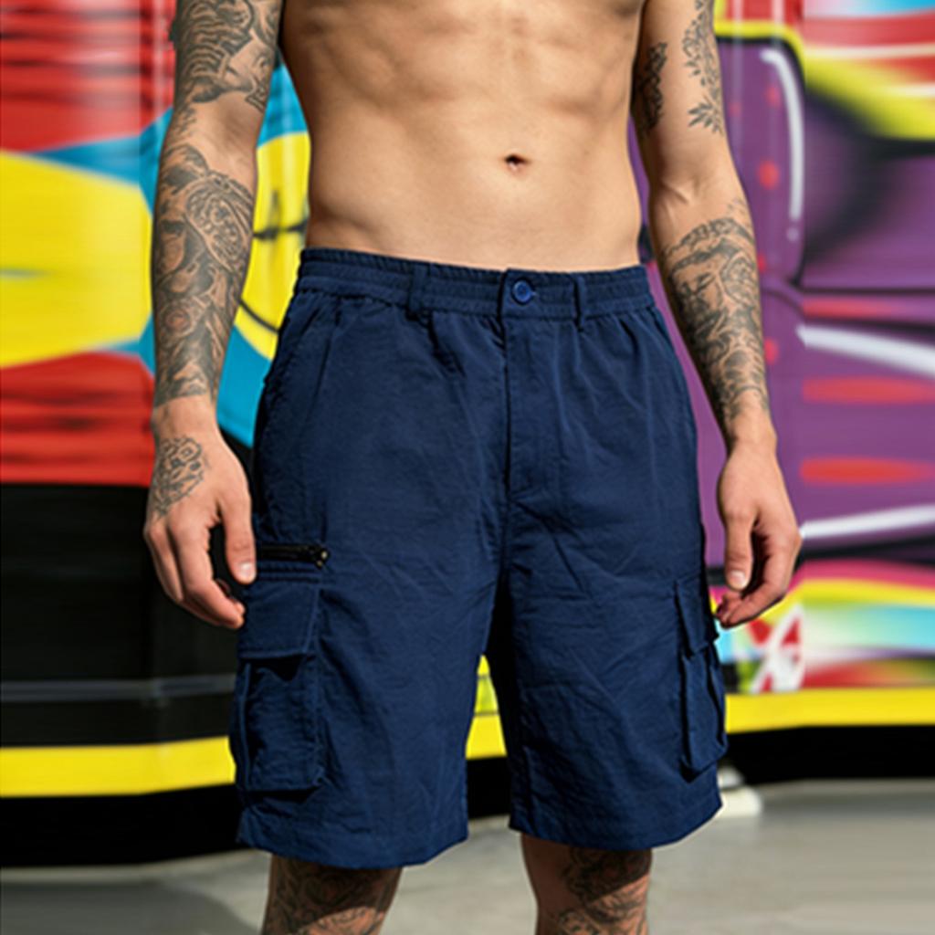 Men's Five-pocket Pants, Straight-leg Work Shorts