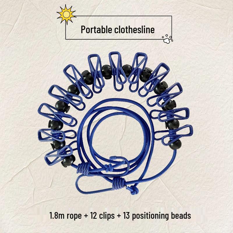 Portable Travel Elastic Clothesline - Windproof, Outdoor Sun Drying, Ideal for Hotels and Tourism.