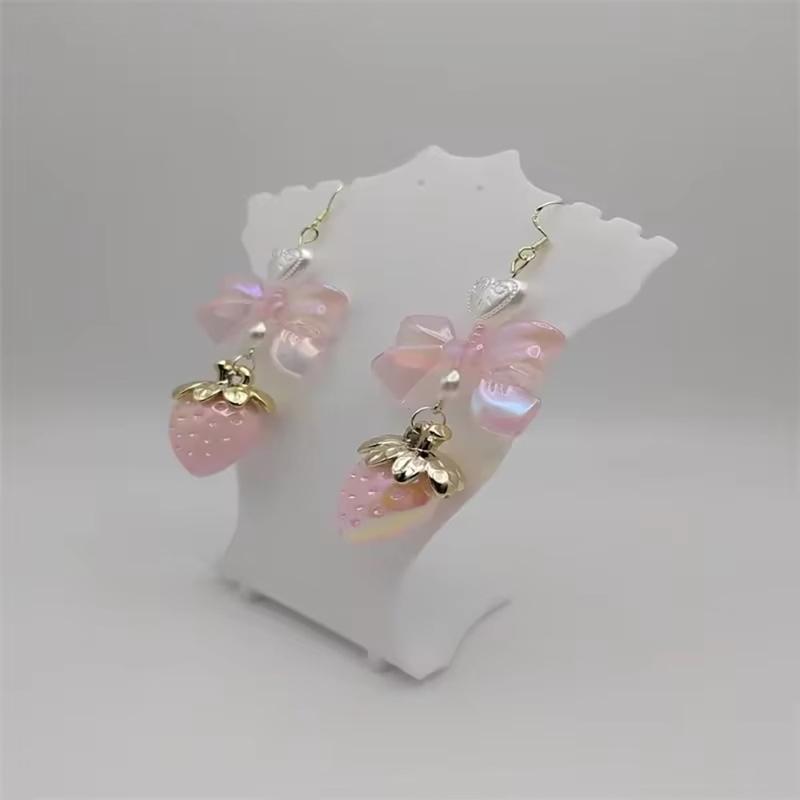 Playful Butterfly Bowknot Dangle Earrings Sturdy Alloy Strawberry Designs Accessory for Trendy Girls and Students
