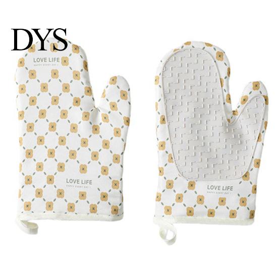 Kitchen Oven Mittens 1/2 Pcs Rough Palm Non-Slip Heat Resistant Protective Cooking Lightweight Anti-scalding Great Friction Cartoon Print Baking