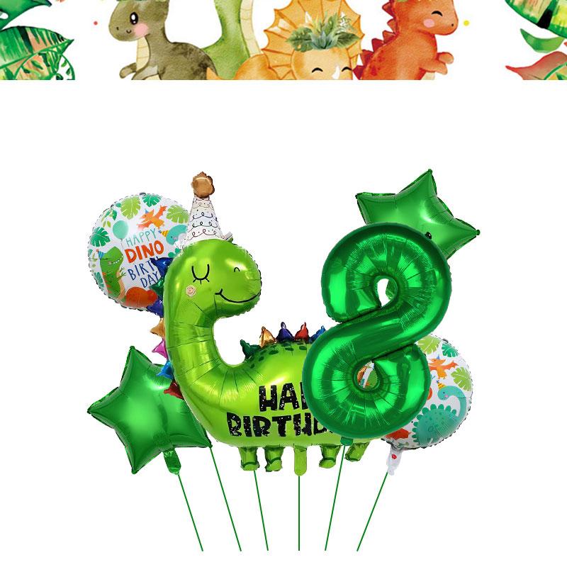 Dinosaur Birthday Decoration Party Supplies Set Cup Plate Tablecloth Dinosaur Balloons Happy Banner Cake Topper for Kids Favors