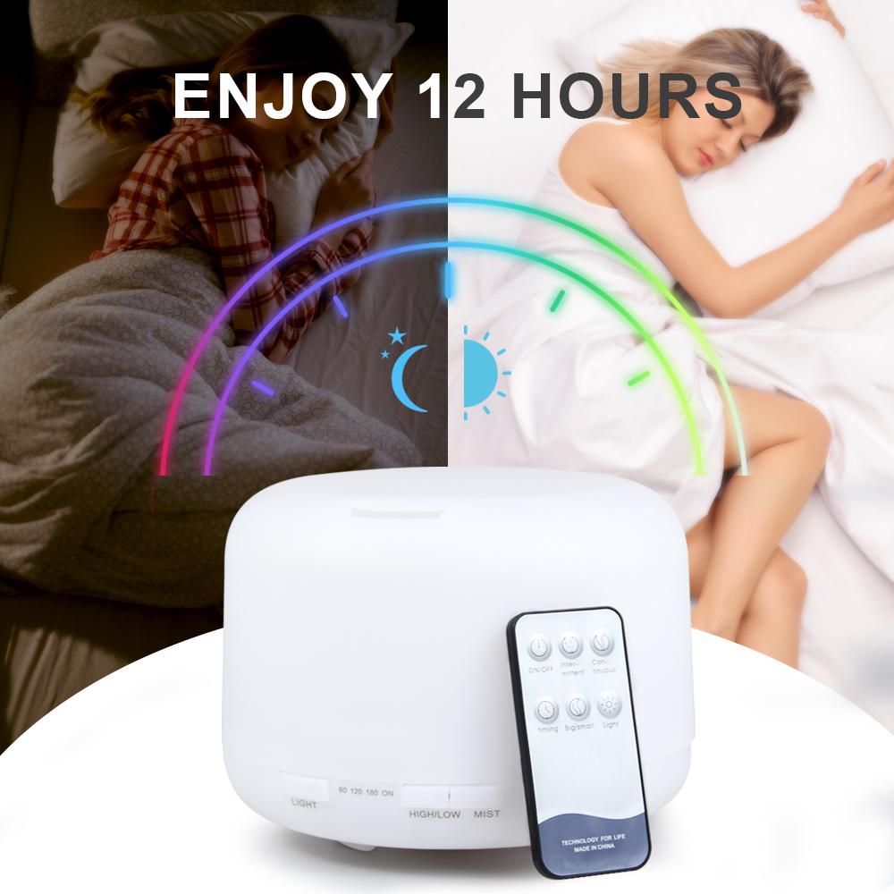 500ml Essential Oil Diffuser Timing Function Aroma Diffuser Ultrasonic Air Humidifier with Remote Control for Home Office