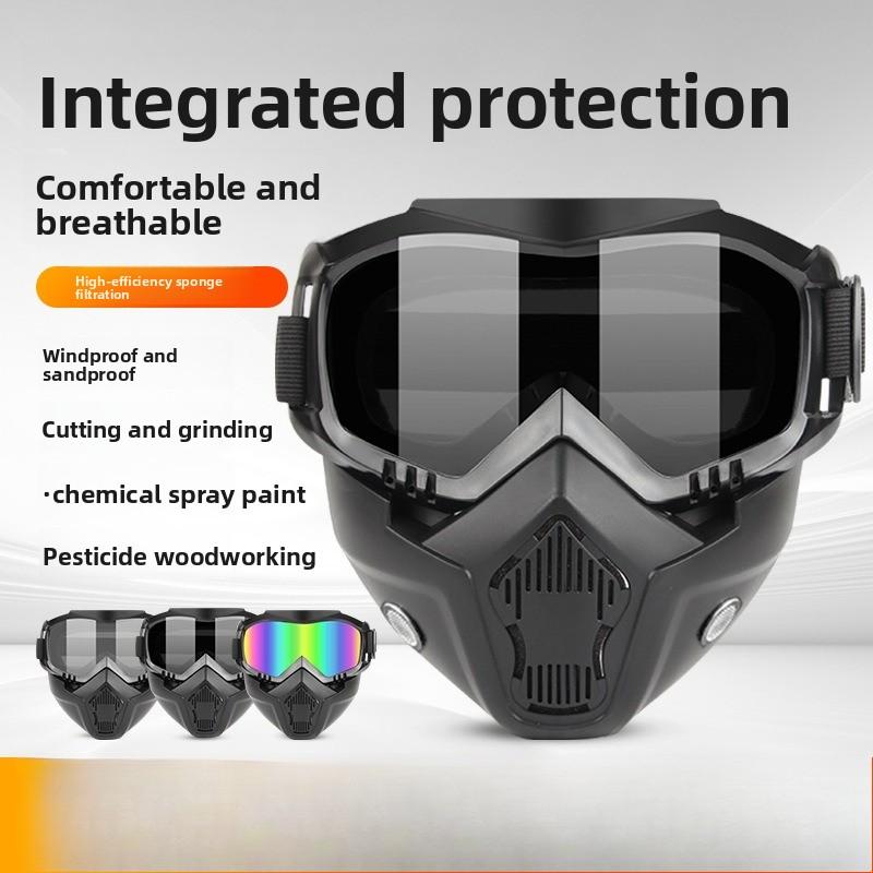 Harley Mask Integrated Goggles Mask Dustproof Windproof Sand Tactical Glasses Electric Welding Anti-glare Anti-splash Mask