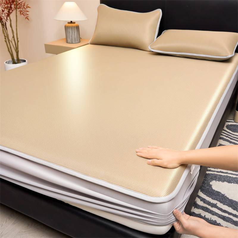 Carbon Light Ice Silk Mat Mattress Model Single-piece Three-piece Set Solid Color Light Luxury Cool Mat Mattress Model