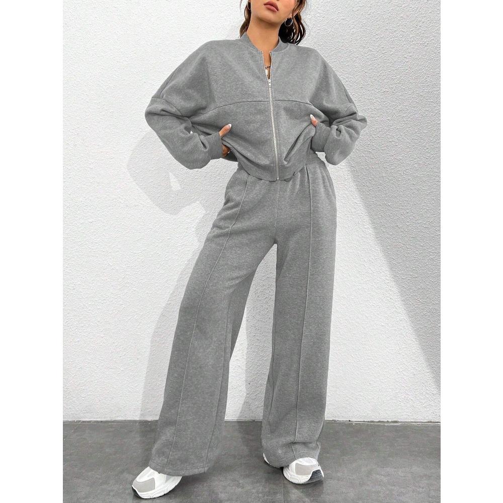 **Women 2 Piece Sweatshirt Set Zip Up Cardigan Long Pants Casual Fashion Spring Fall Outfit**