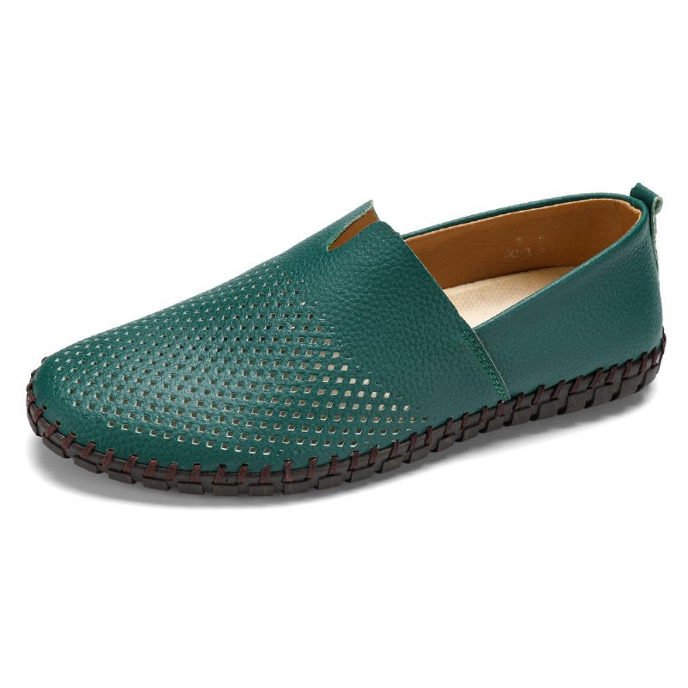 Breathable Mens Leather Shoes 2024 New Casual Shoes Autumn Flat Heel Solid Color Loafers