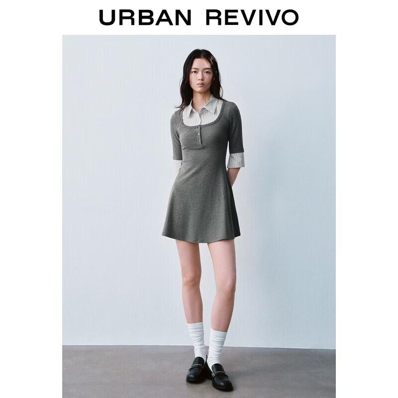 UR2026 Women s Urban Patchwork Striped Mini Dress S
