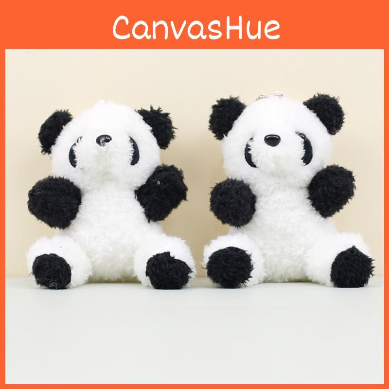 Adorable Curly Panda Plush Toy Keychain Soft Coral Fleece Stuffed Animal