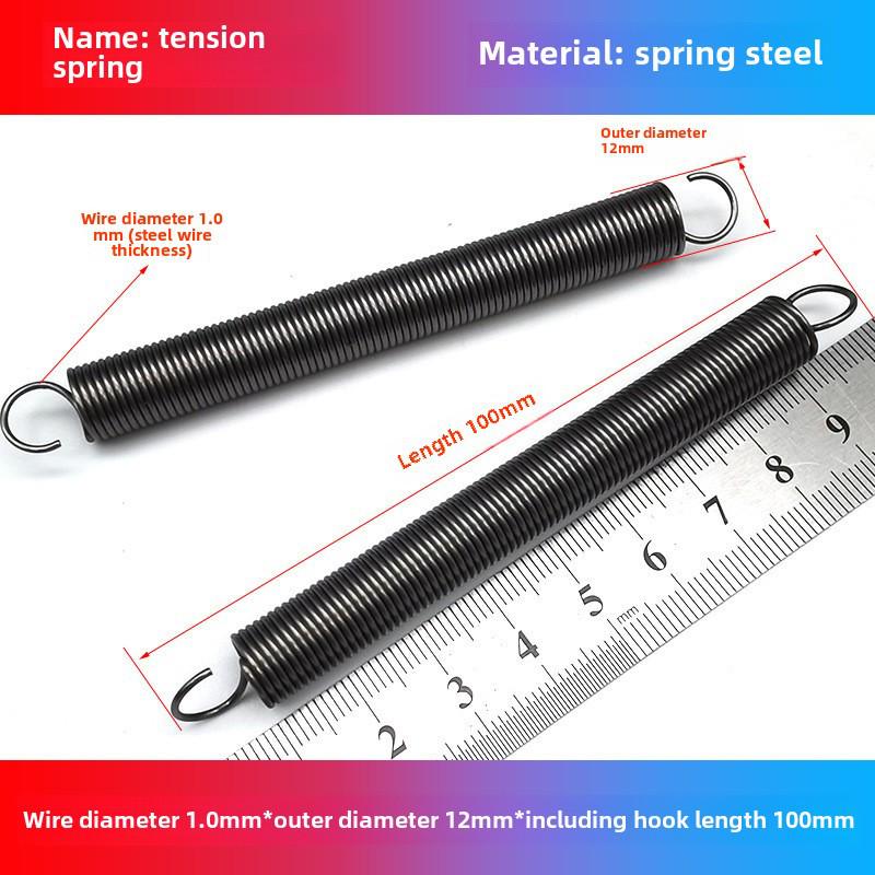 1.0mm Yellow Spring Steel Tension Spring with Hook Clamp for Mop Brake Binding Machine