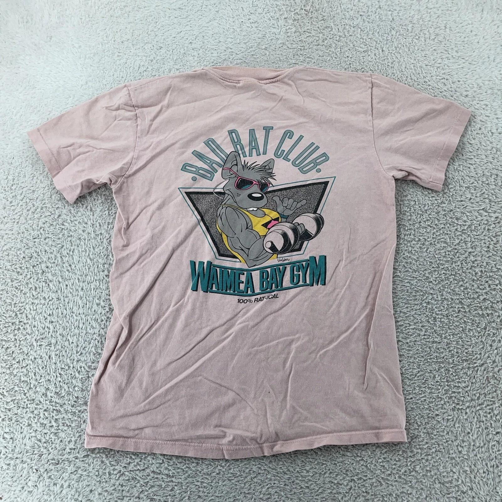 

Винтажная футболка для спортзала Waimea Bay Гавайи XS/S Розовая Bad Rat Club США 90-е 3XL