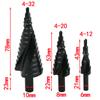 3PCS 4-32MM Multifunctional Spiral Groove Nitridation HSS Stepped Cone Drill Bit Set