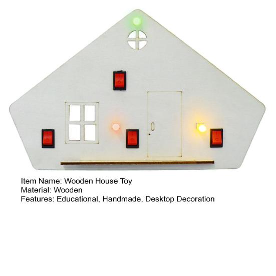 1 Set DIY Holzhaus mit LED-Lichtschalter Reihen-Parallelschaltung