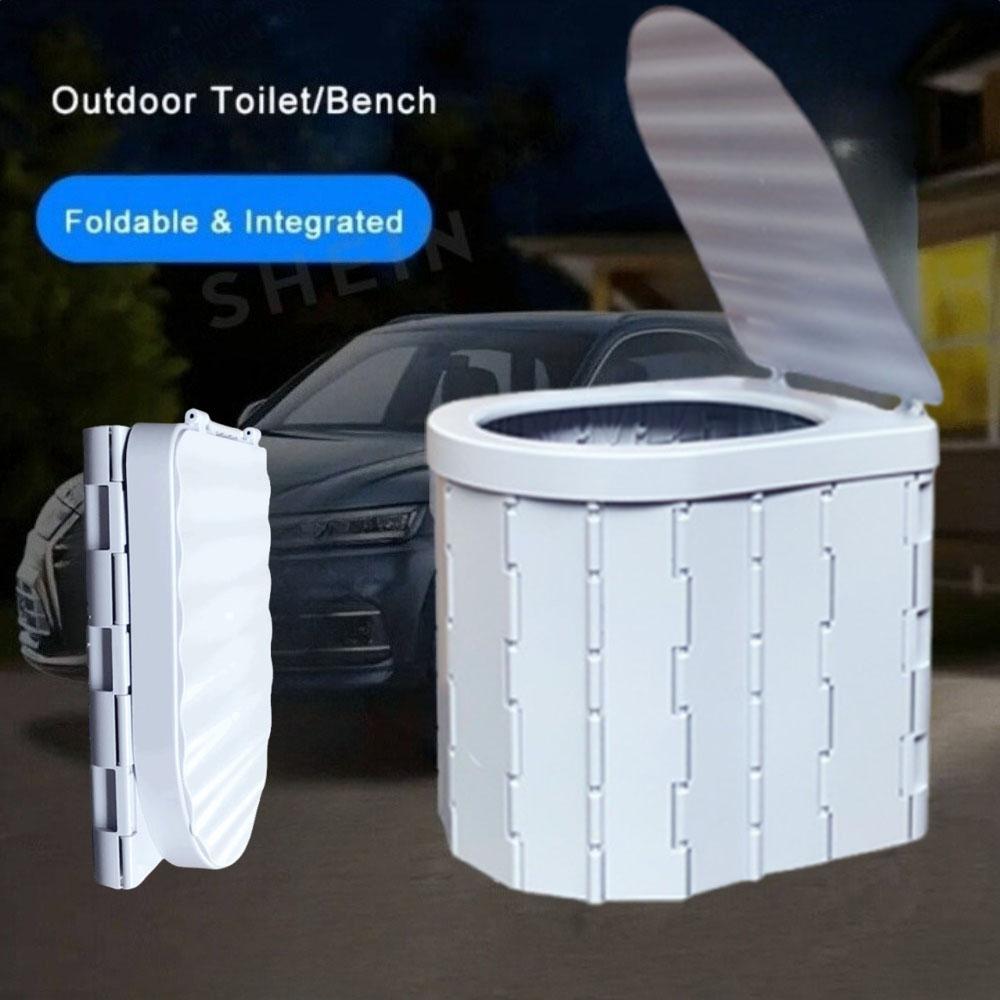 Car Toilet Seat Outdoor Travel Emergency Portable with Cover Car Commode, Foldable PVC Durable Trash Can, Load-Bearing 150kg