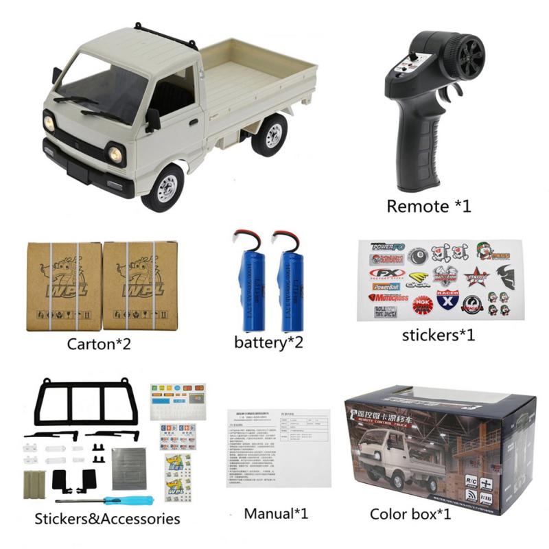 Wpl 1:16 D12 Mini Simulation Remote  Control  Car Rc Model Van With Stickers Educational Children