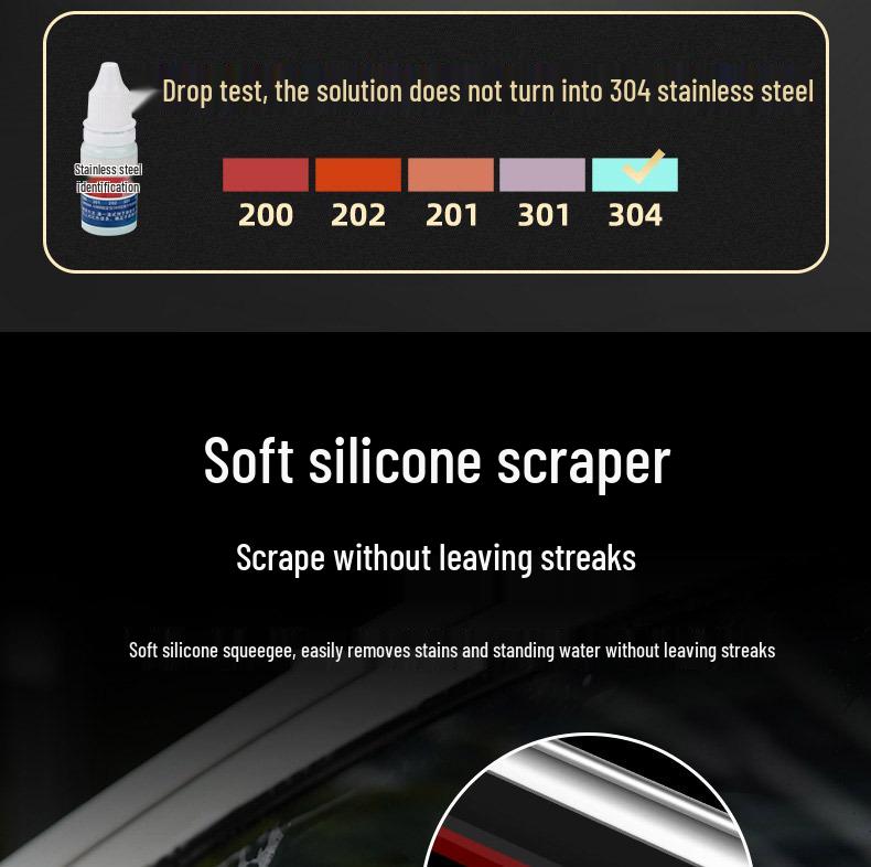 Stainless Steel Silicone Window Squeegee - Ideal for Cleaning Glass in Bathrooms, Restaurants, and Hotels.