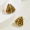Geometric Triangle Leopard Enamel Clip on Earrings Non Pierced for Women Painless Fashion Stud Earrings Jewelry Accessories
