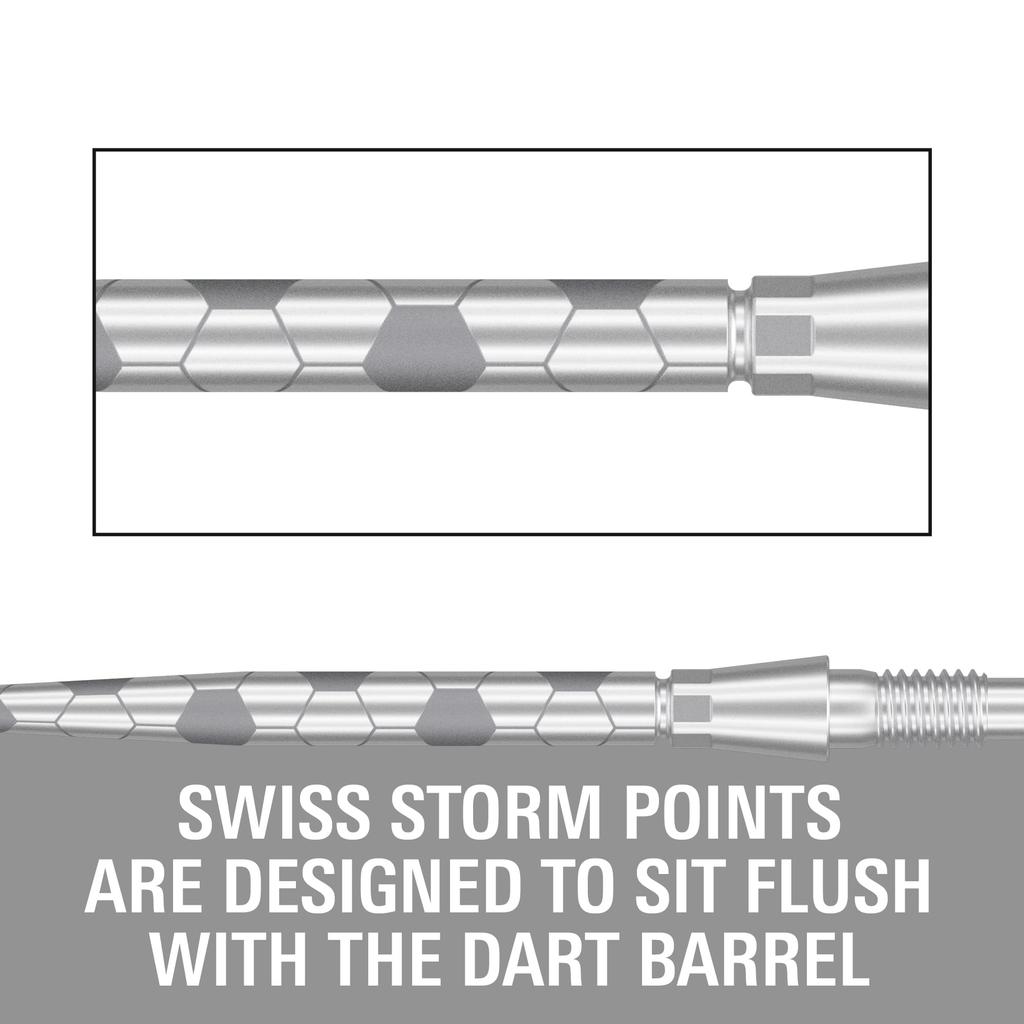 Target Darts Swiss Storm ONYX Dart Points of Replacement Steel Dart Points (Set 3) 26mm/30mm/35mm - Silver/Gold/Black (30mm, Silver)
