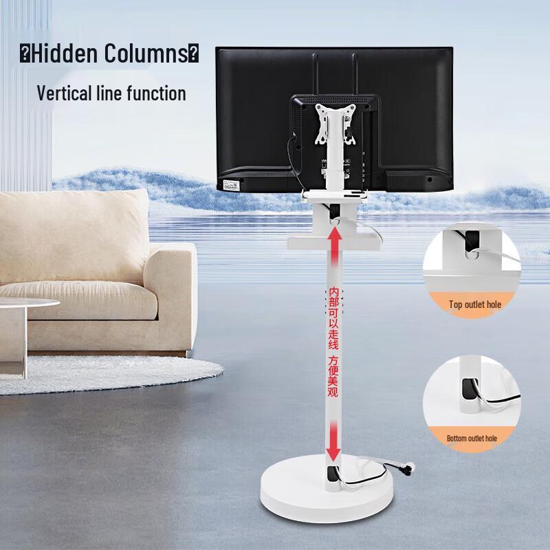 Rotating Mobile TV Monitor Floor Stand with Storage Shelf