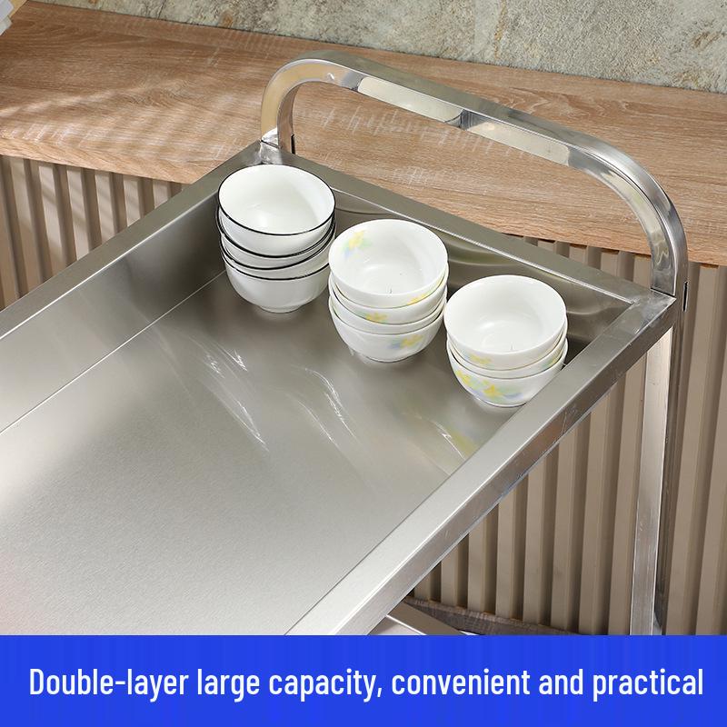 Stainless Steel Restaurant & Hotel Serving Trolley - Mobile Dining, Dessert, Bar, Busboy Cart