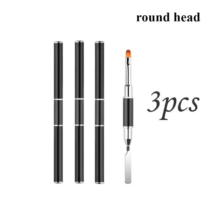 New Dual Ended Poly Nail Gel Brush Picker 2 IN 1 Design Nail Brush and Spatula Stainless Steel Gel for Nails Extension Gel Tool
