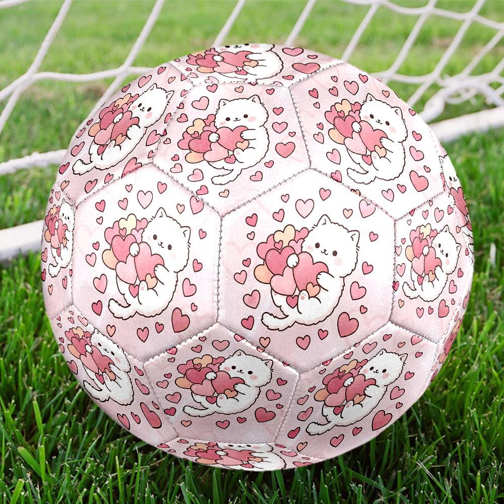 1pc Love Hearts Cat Size 5 Soccer Ball Professional Lightweight Durable Match Training Football Indoor &Outdoor Sports BallTraining Ball Y3