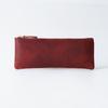 Unisex Genuine Leather Zipper Pencil Case - Handmade Retro Cowhide Stationery Box