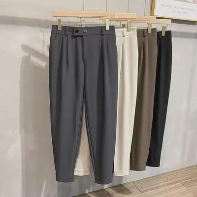 Men's Trendy Korean Style Cropped Harem Pants - Versatile, Drapey Suit Fit for Spring and Summer