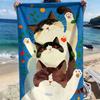 Three cats in a layered pattern polyester microfiber beach towel is highly absorbent, suitable for swimming and beach outings