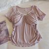 Women's Modal Pajama Set: Summer Short Sleeve & Long Pants with Chest Pad