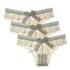 3 Pcs/Lot Women's Lace Bow Thongs Sexy Low Waist Panties Underpants