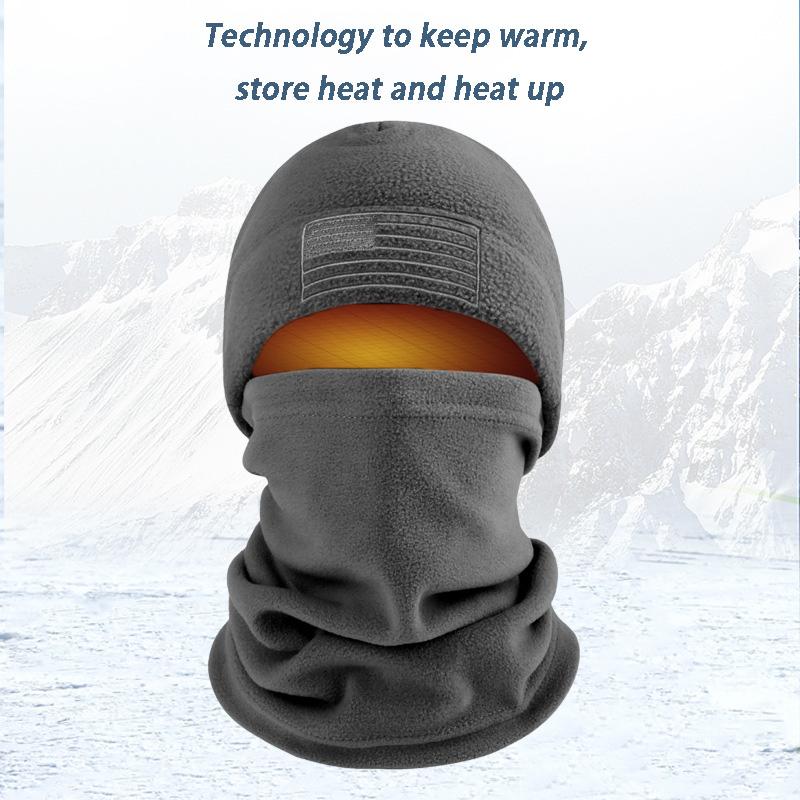 1 Set Winter Thermal Warm Balaclava Set Thickened Polar Fleece Windproof For Cycling Running Skull Cap Face Cover Scarf