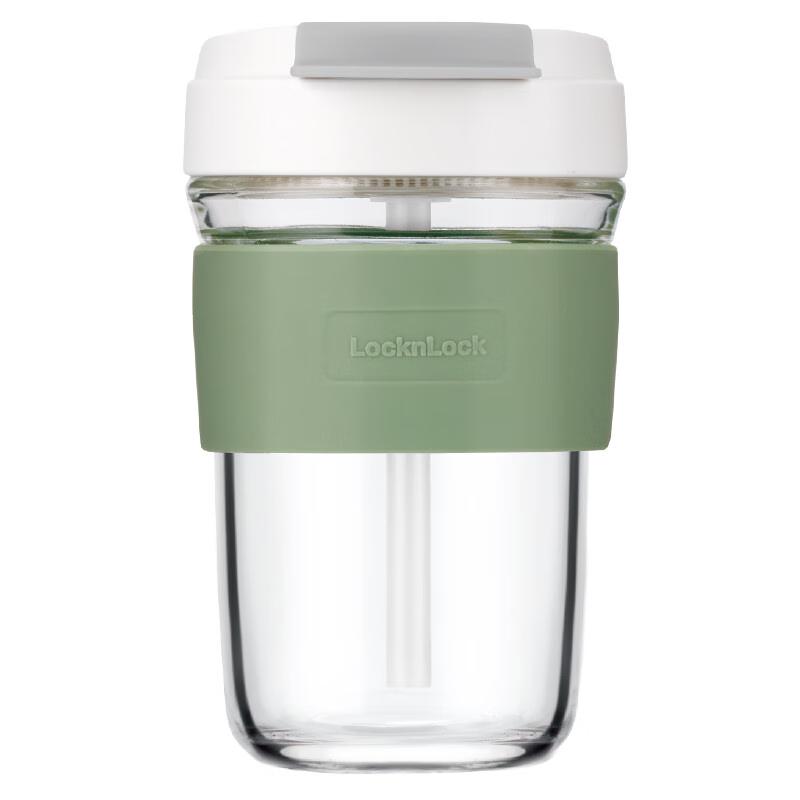 LocknLock Borosilicate Glass Cup with Silicone Sleeve and Straw