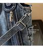 Large Vintage Denim Tote Bag - Casual Single Shoulder and Crossbody Versatile Style