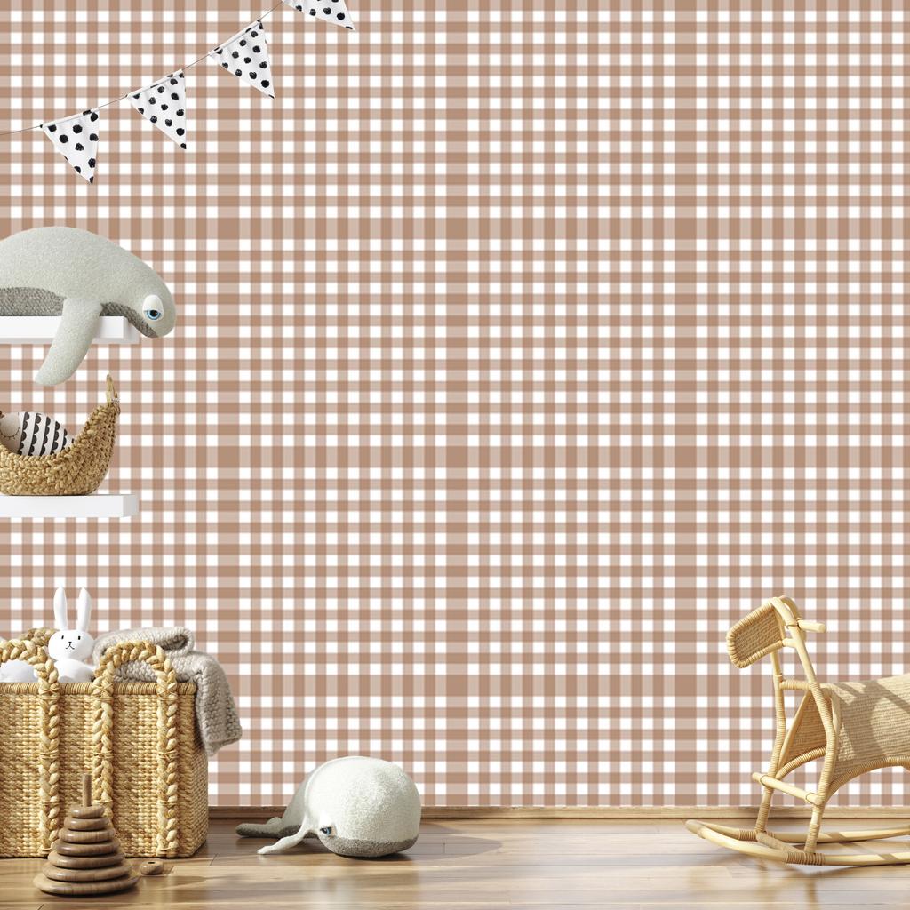 Wallpaper Fabric Pattern Beige, Light Gray and White 50x1000