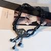 Retro black diamond-encrusted crystal beaded multi-layer fringed collarbone chain women's light luxury temperament court high-end feeling neck chain