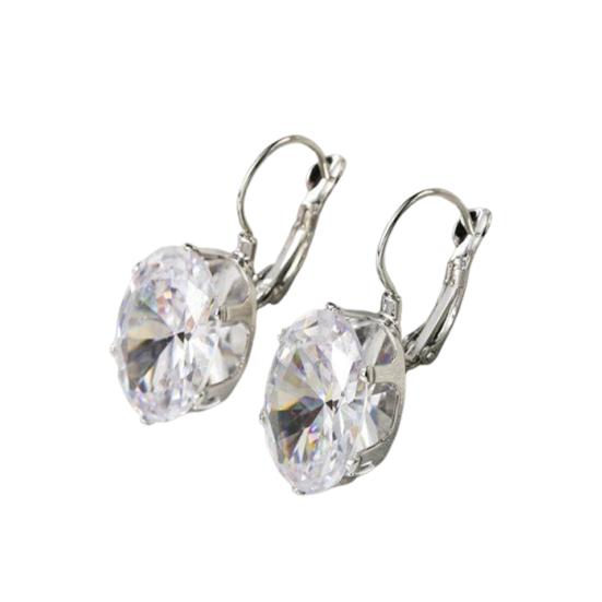 Stylish Ear Accessories for Ladies 1 Pair Cubic Zirconia Drop Dangle Earrings Women, Faux Streamlined Jewelry Commuting Crystal Hoop Levelback