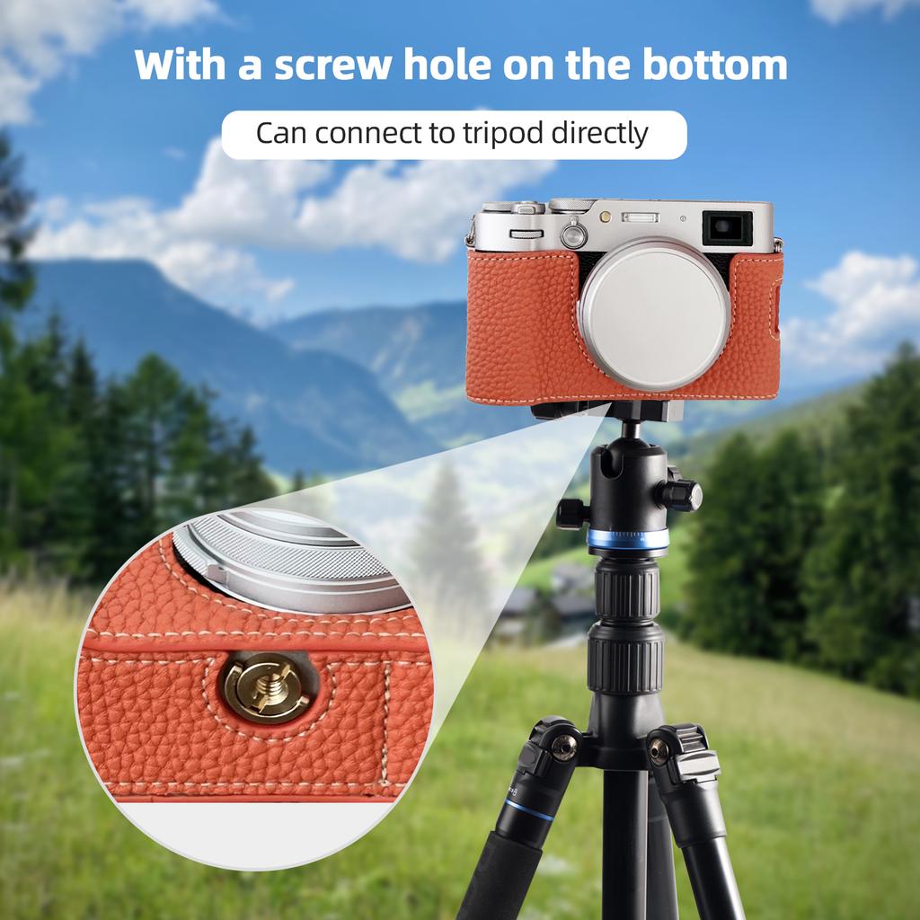 Portable Camera Protective Case Retro Full Camera Case Carry Bag Opening Bottom Design with Shoulder Strap Replacement for 0VI Camer